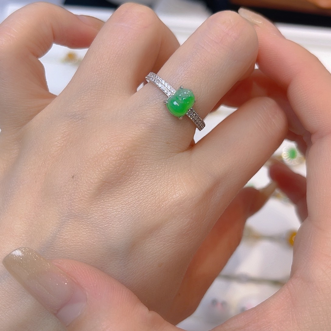 翡翠戒指银S925镶嵌我