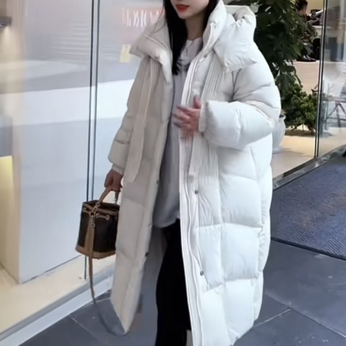 温柔家时尚国标鹅绒双带长款外套