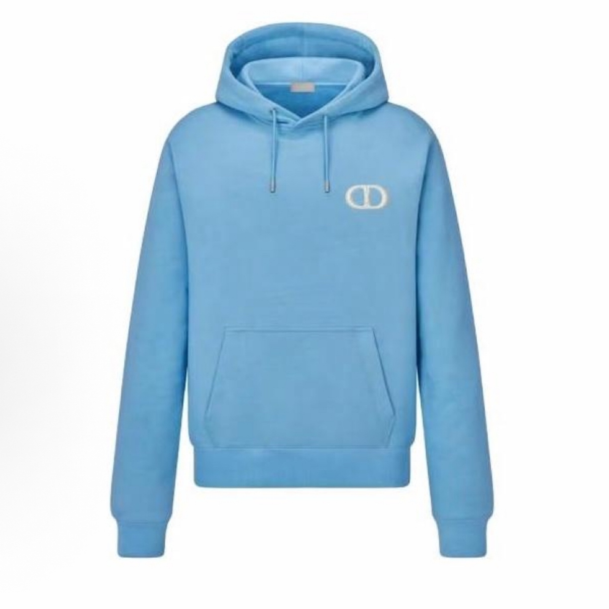 未使用 DIOR/迪奥 L码/新款 纯色CD刺绣Logo长袖帽衫 雾霾蓝色