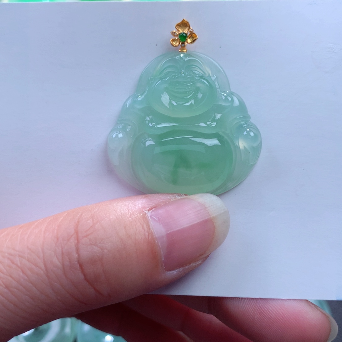 翡翠吊坠(不含链)18K金镶嵌