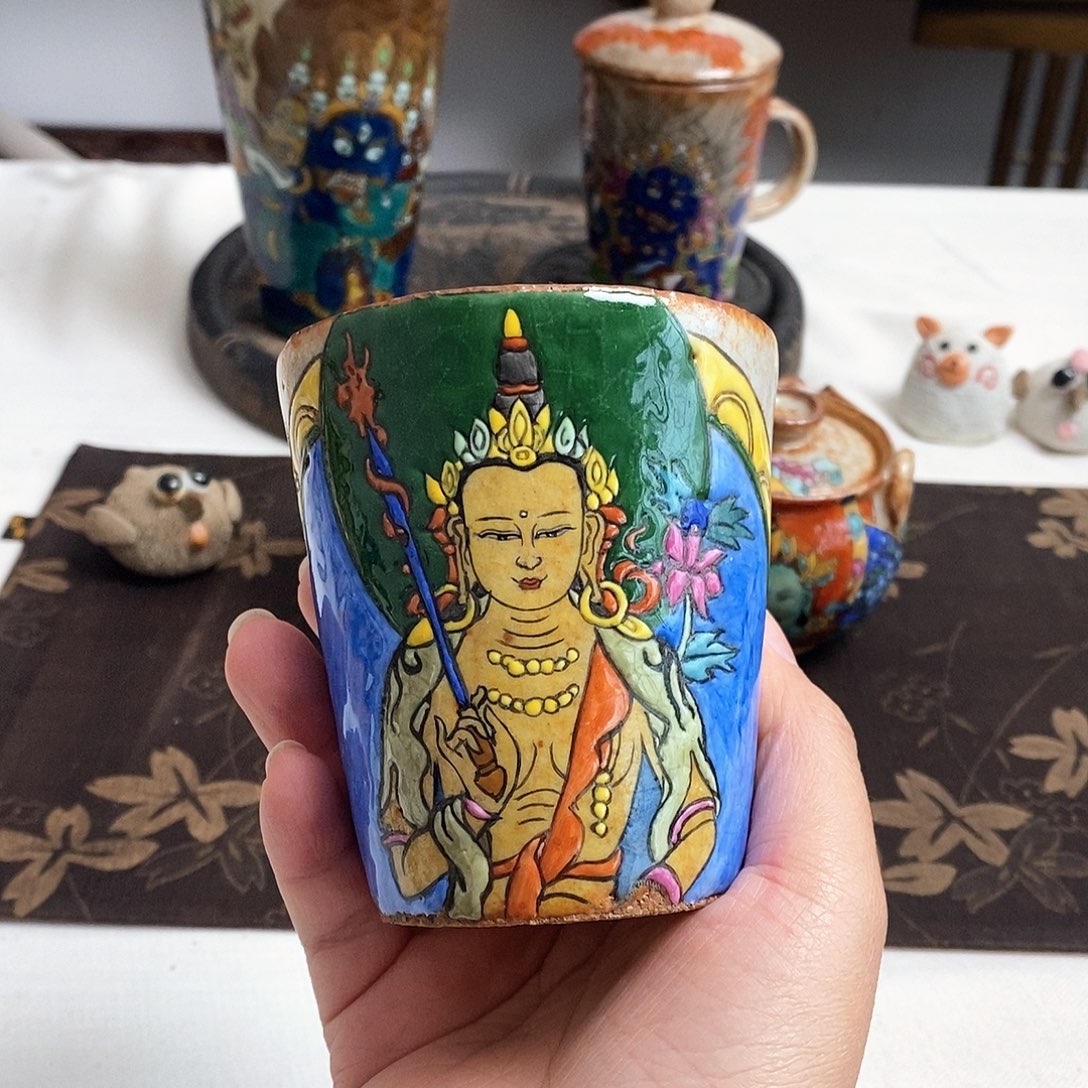 手工手绘虚空藏茶杯