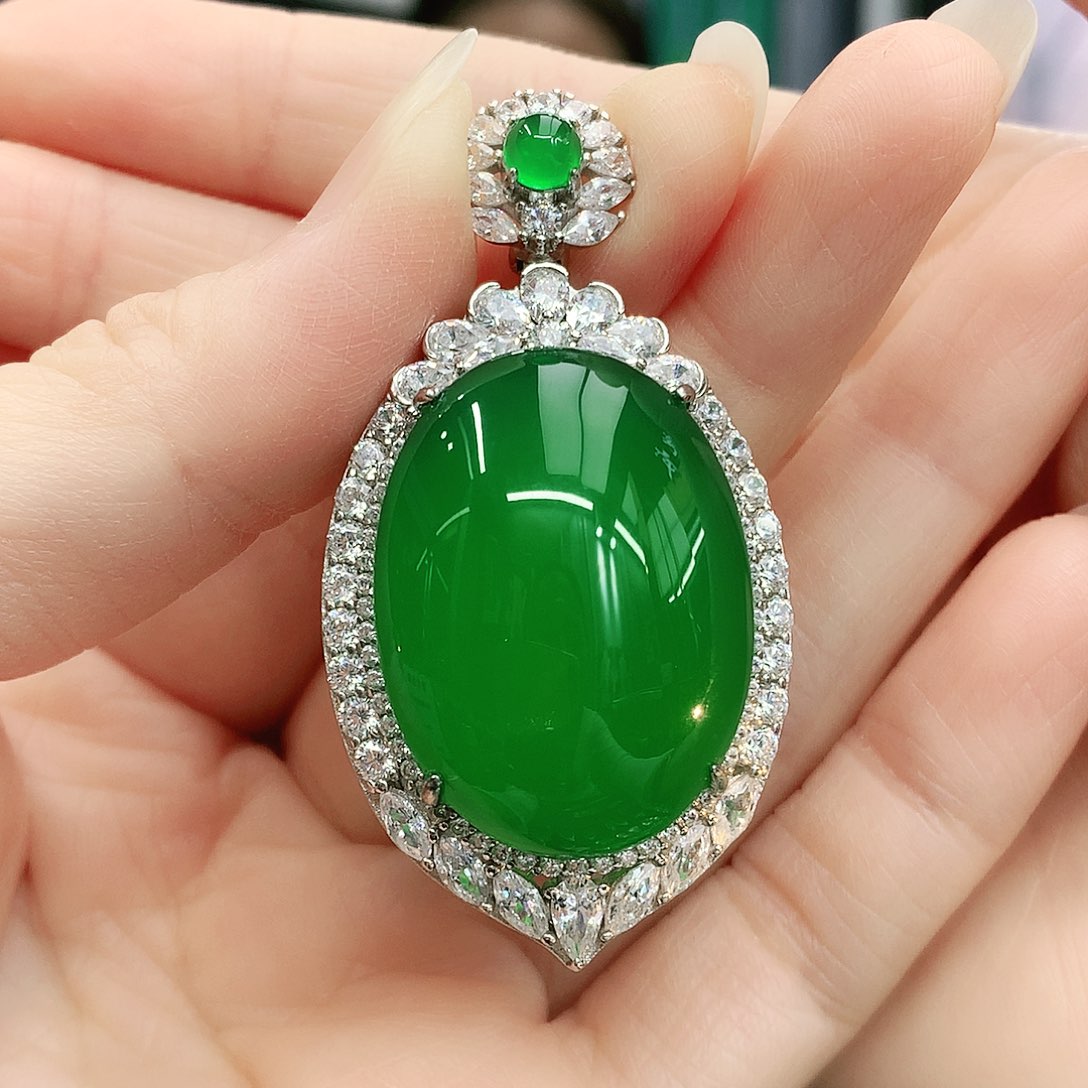 银S925镶嵌吊坠玛瑙/玉髓