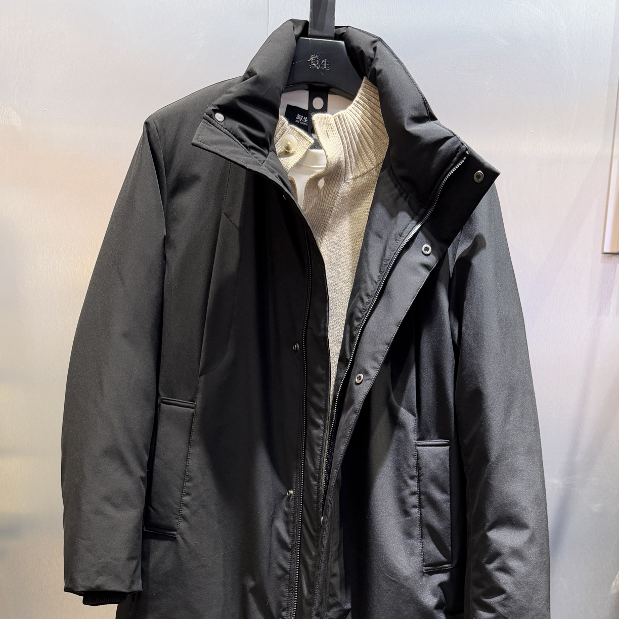 300123经典文艺中长款白鹅绒羽绒服