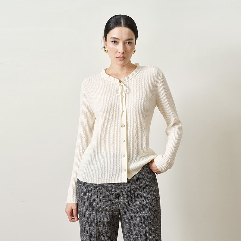 译依YIYI “圆舞曲”口碑王牌羊绒羊毛木耳边系带针织