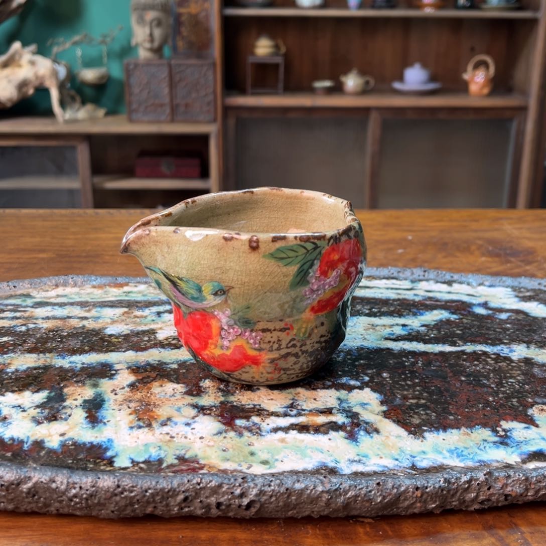 杯柴烧手工手绘陶瓷