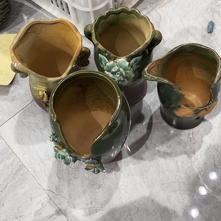 瓷片花盆多肉植物艺术品