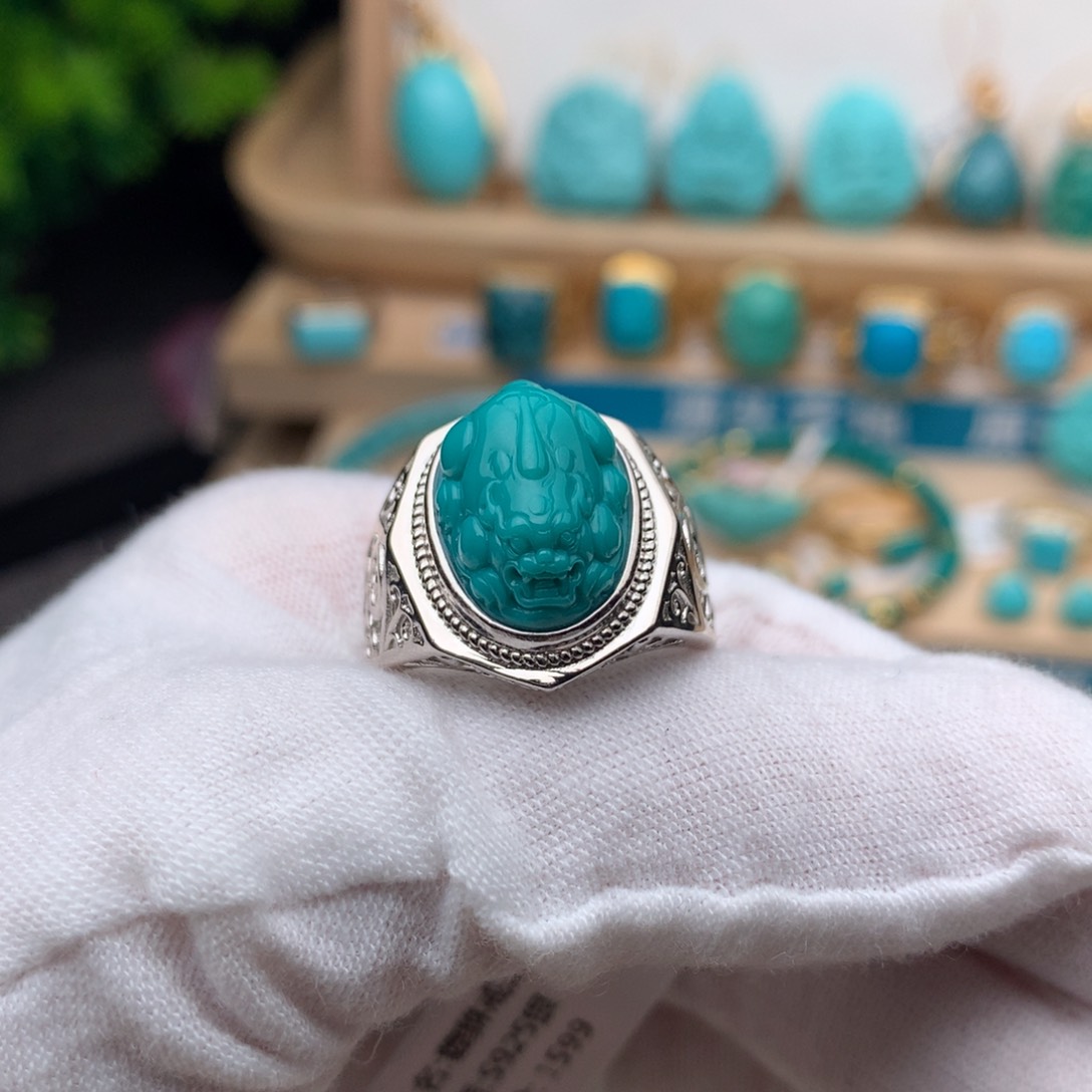 绿松石珠宝奇石银S925镶嵌