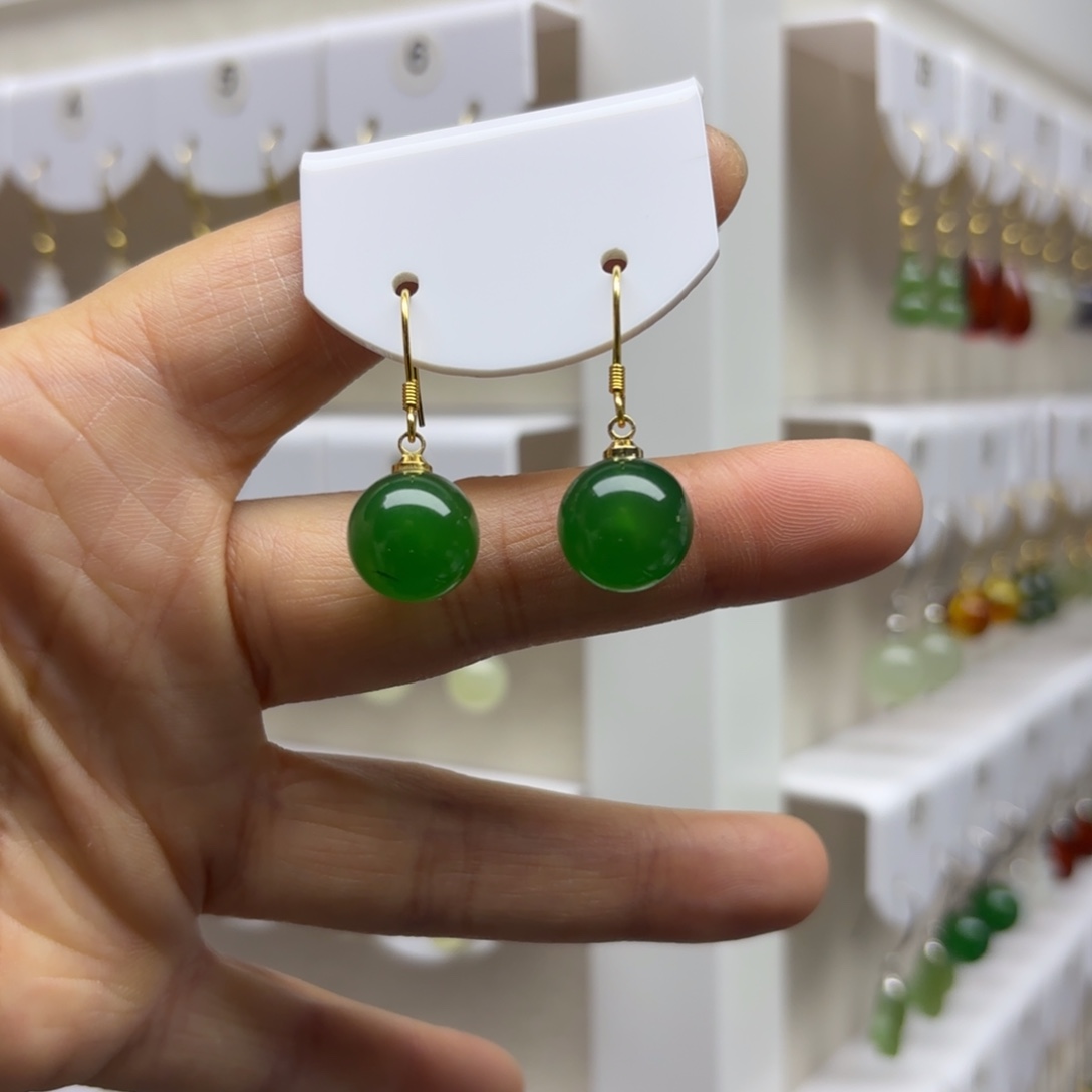 玛瑙/玉髓银S925镶嵌耳饰