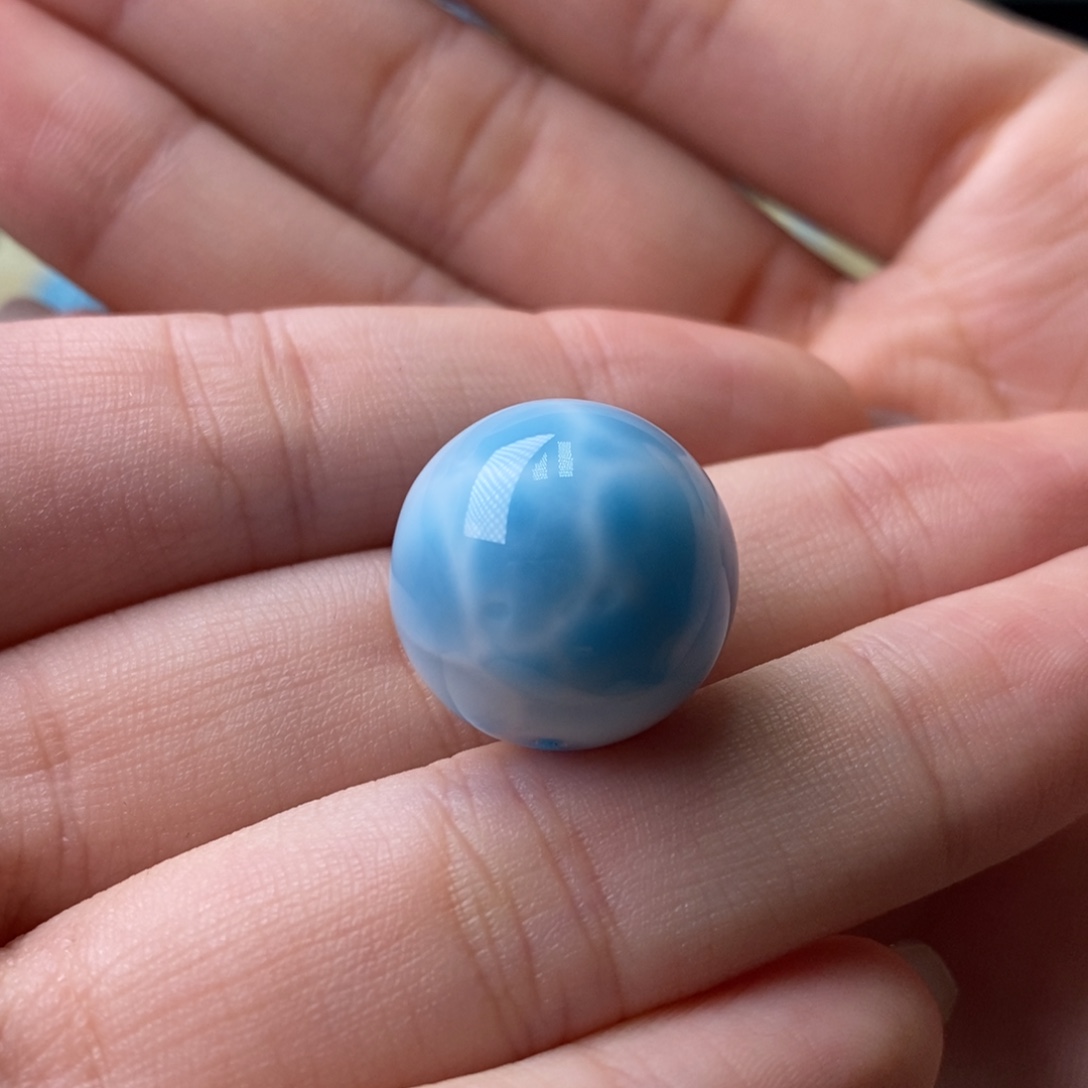 针钠钙石（海纹石）未镶嵌颈饰艳蓝单珠 17mm 清货不退换