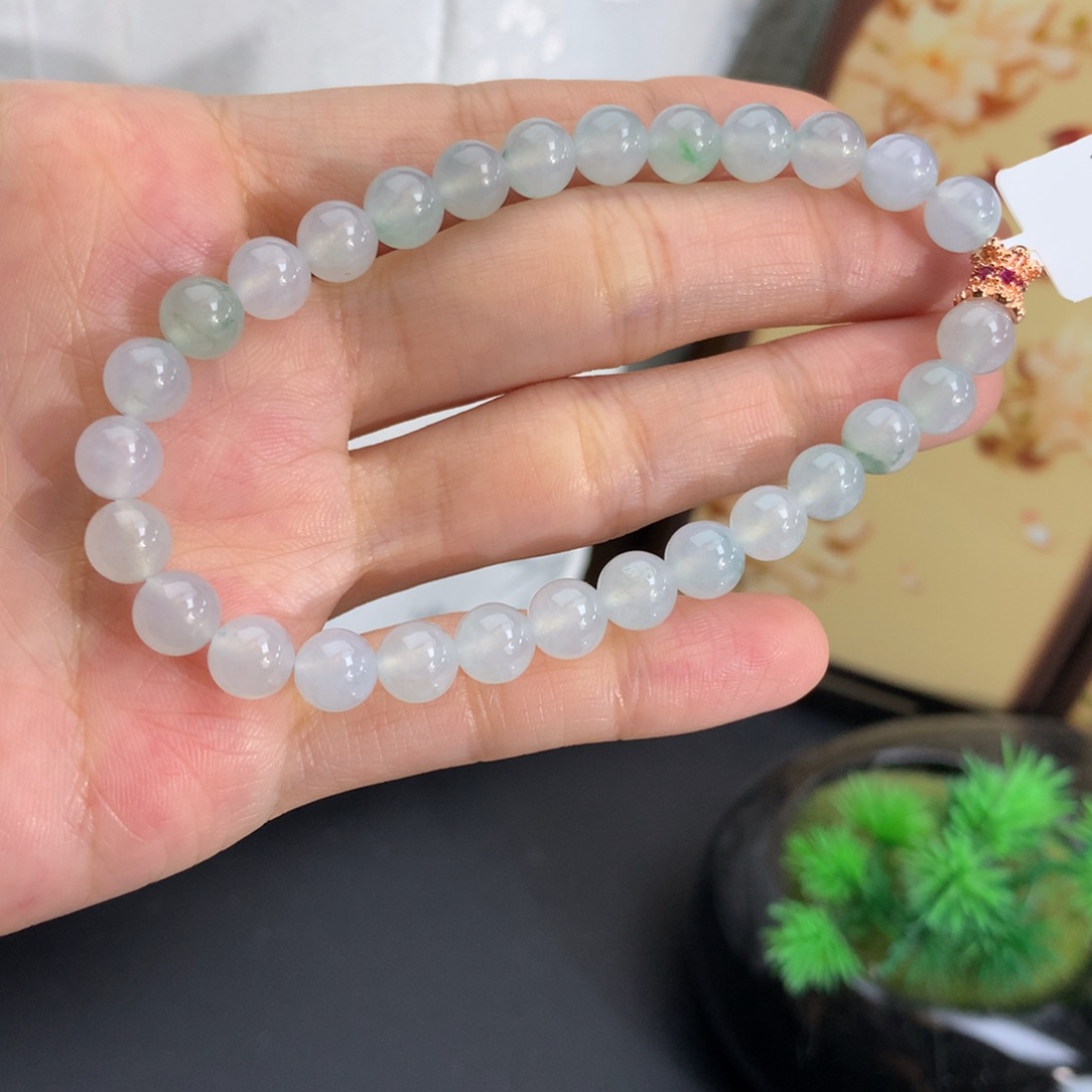 翡翠未镶嵌手串卡6.8冰胶手串