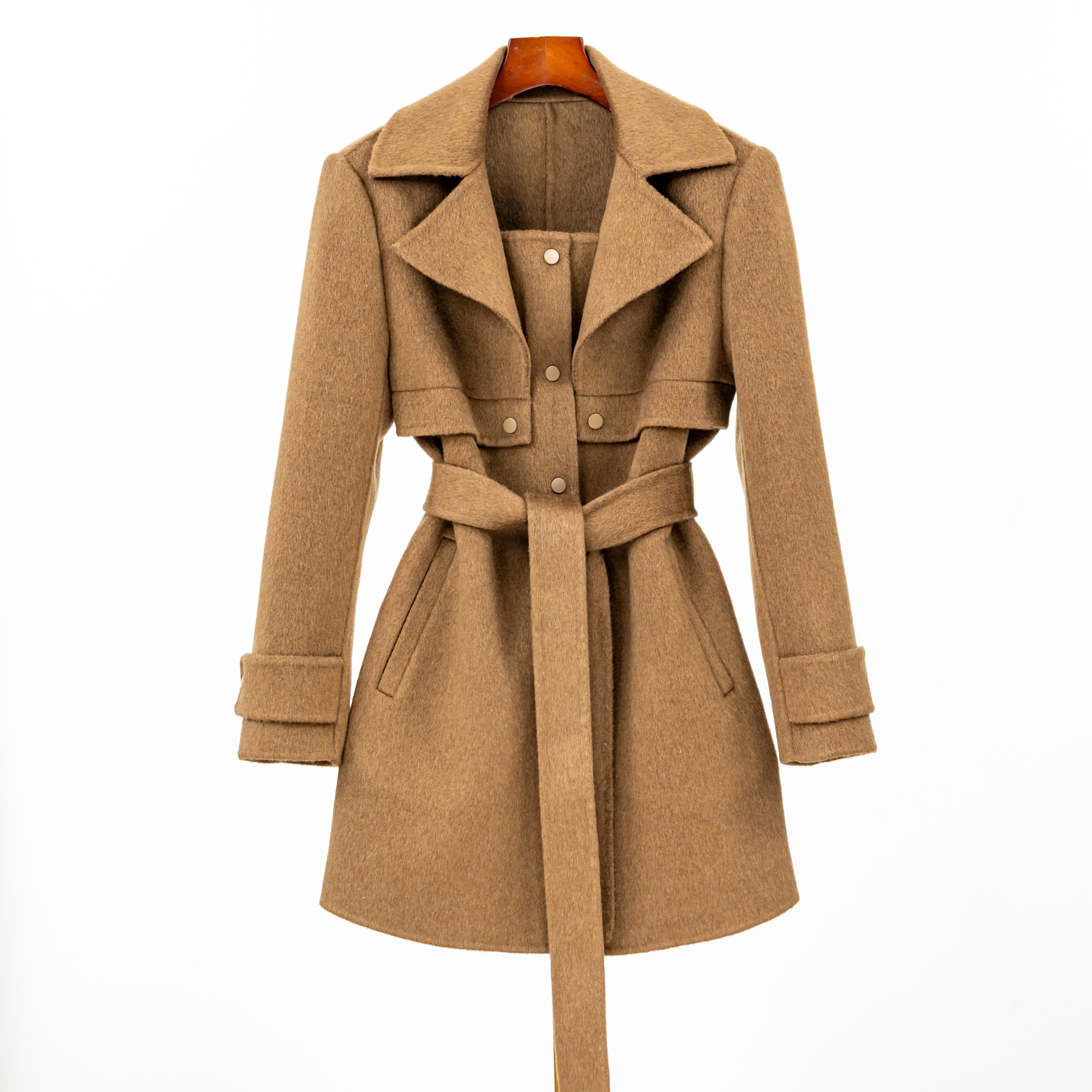 KAIVIKII中长款设计师款 双面手缝气质时尚秋冬山羊绒大衣