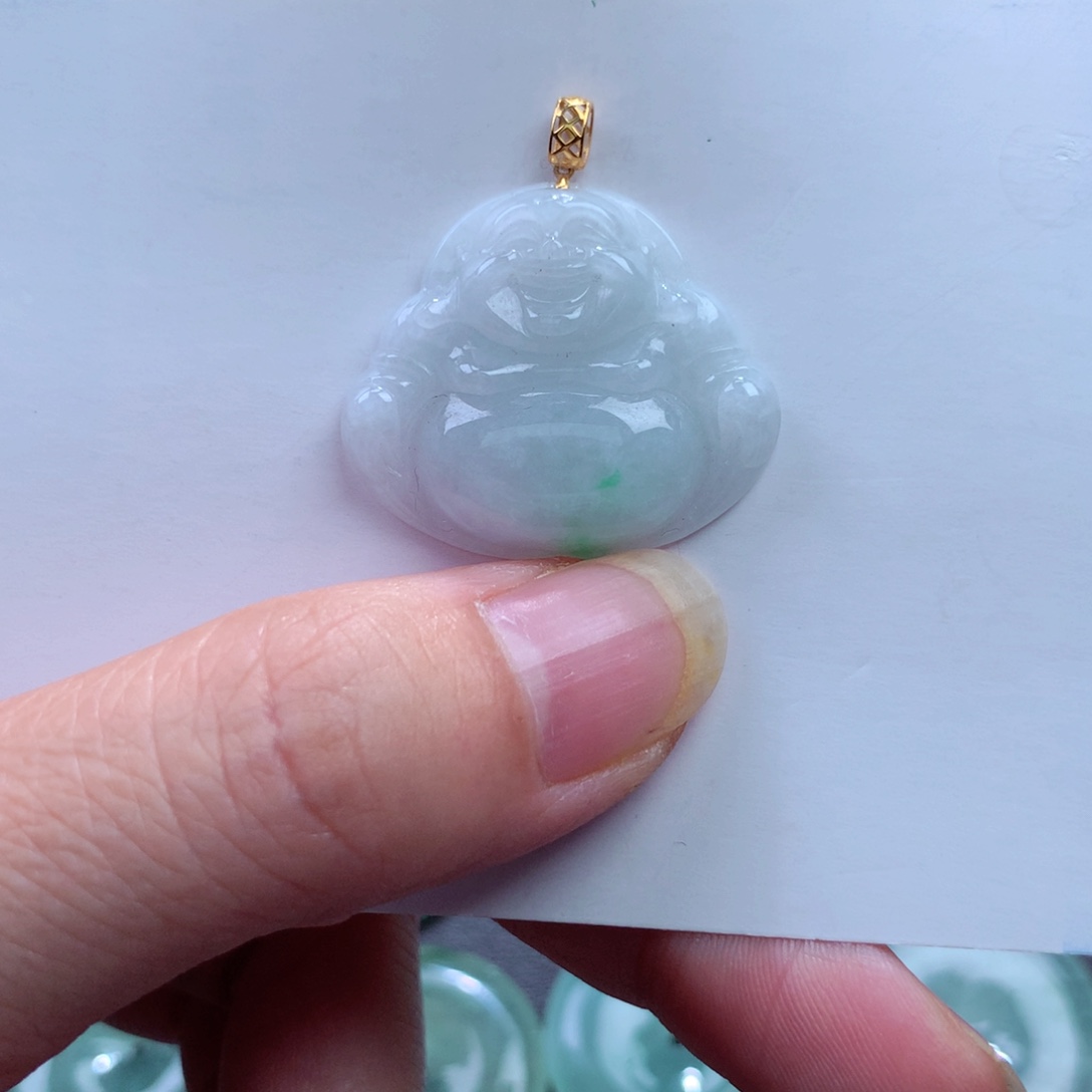 翡翠吊坠(不含链)18K金镶嵌