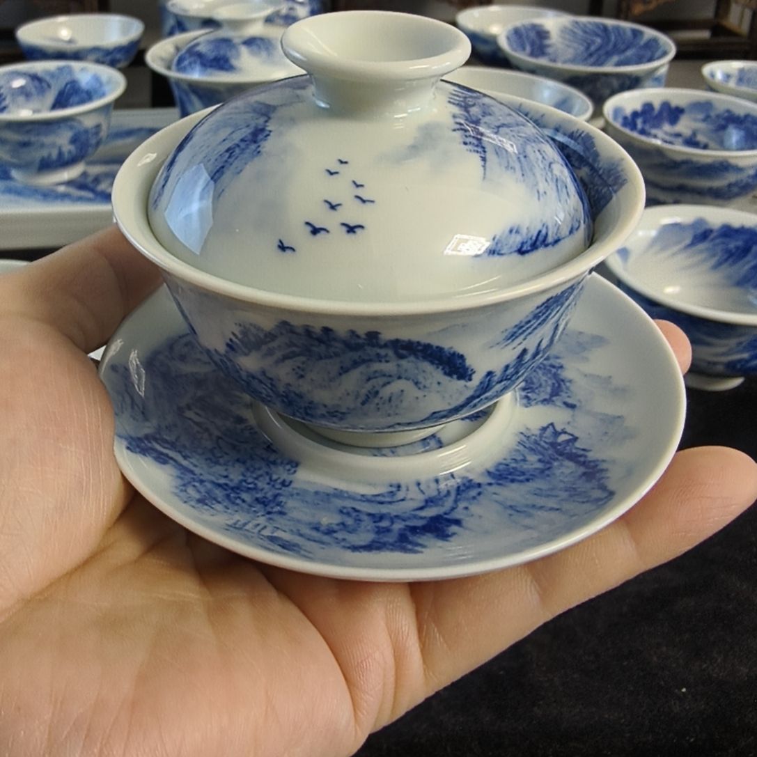 無*/全手工山水三才盖碗（本人作品）