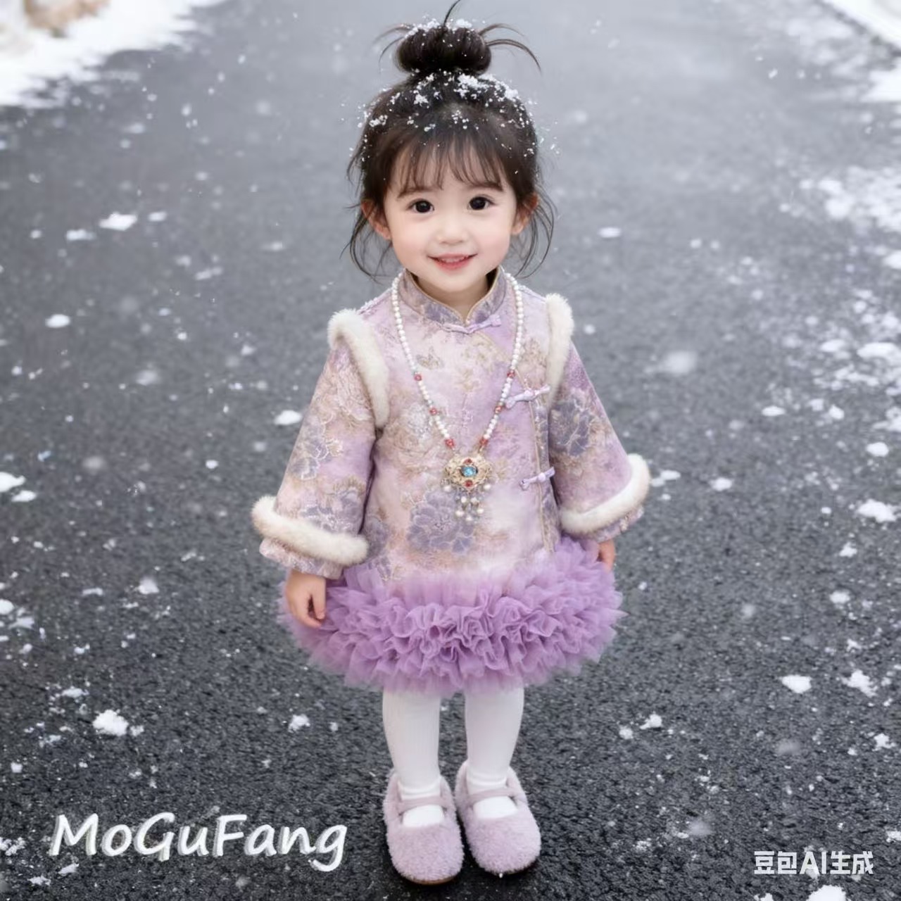 女童冬季唐装中国风旗袍裙加厚拜年服女宝宝周岁礼服汉服连衣裙冬