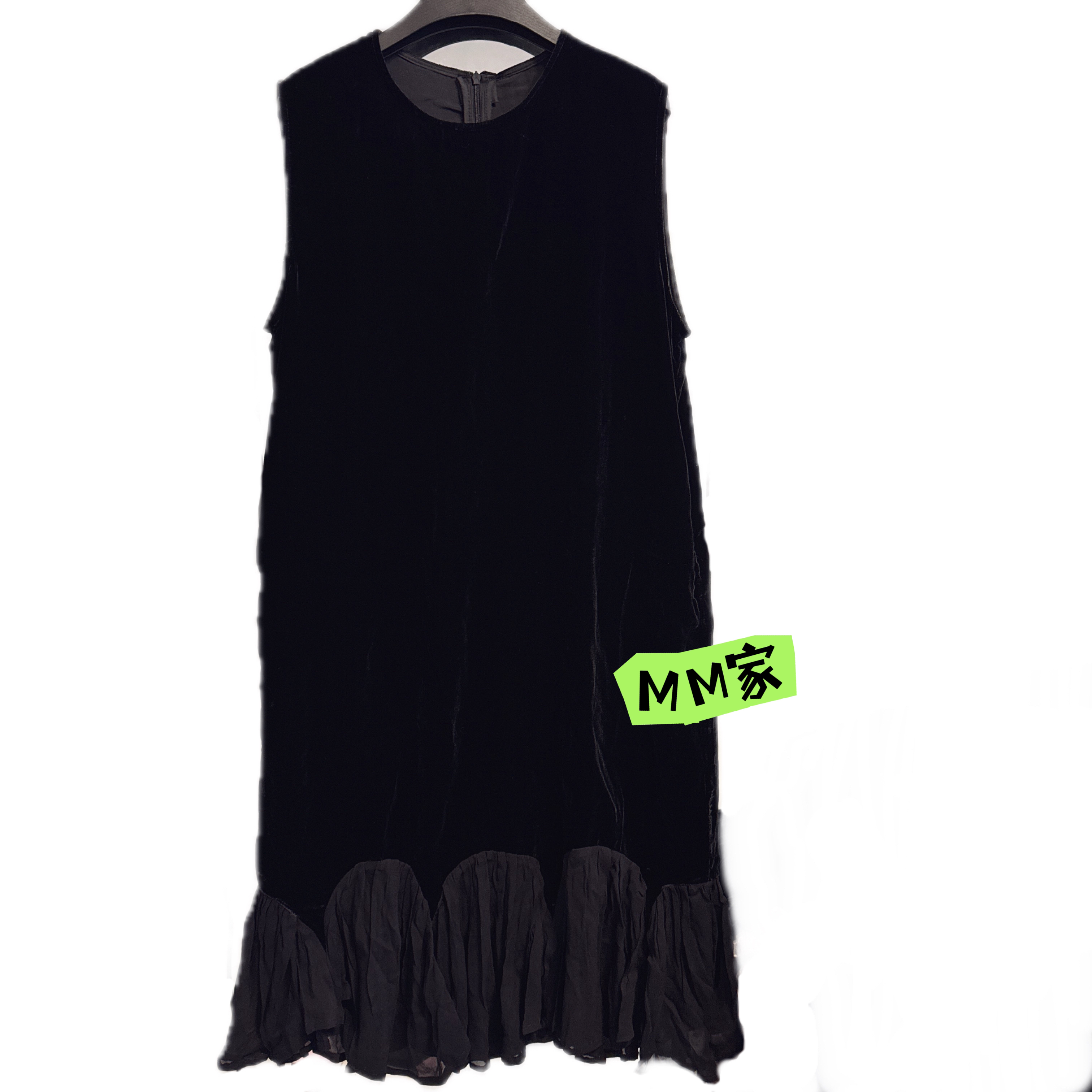 【MM】欧货夏季休闲法式风真丝丝绒无袖连衣裙（不可机洗建议干洗）