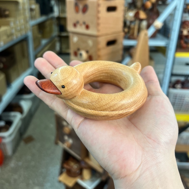 由物喜/原木榉木鸭子摆件