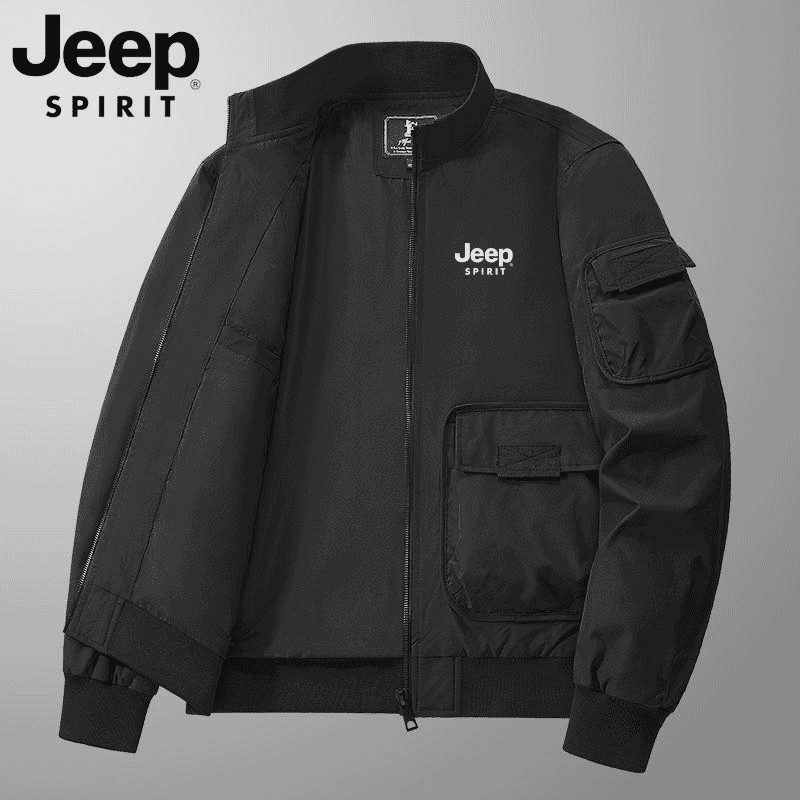 JEEPSPIRIT吉普秋季男士美式工装外套夹克棉服夹克立领百搭上衣男