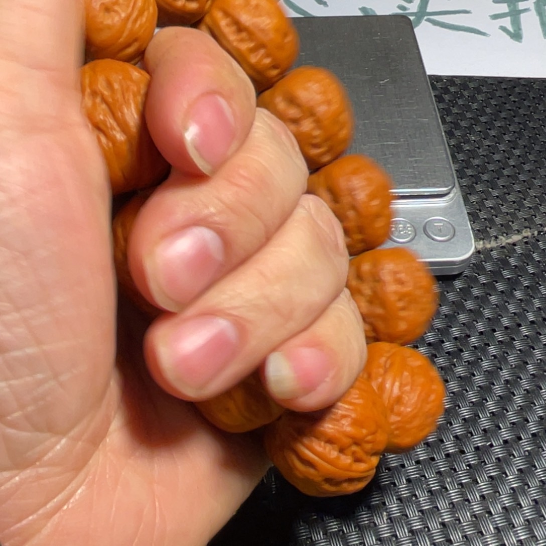 大***）手串文玩核桃红石