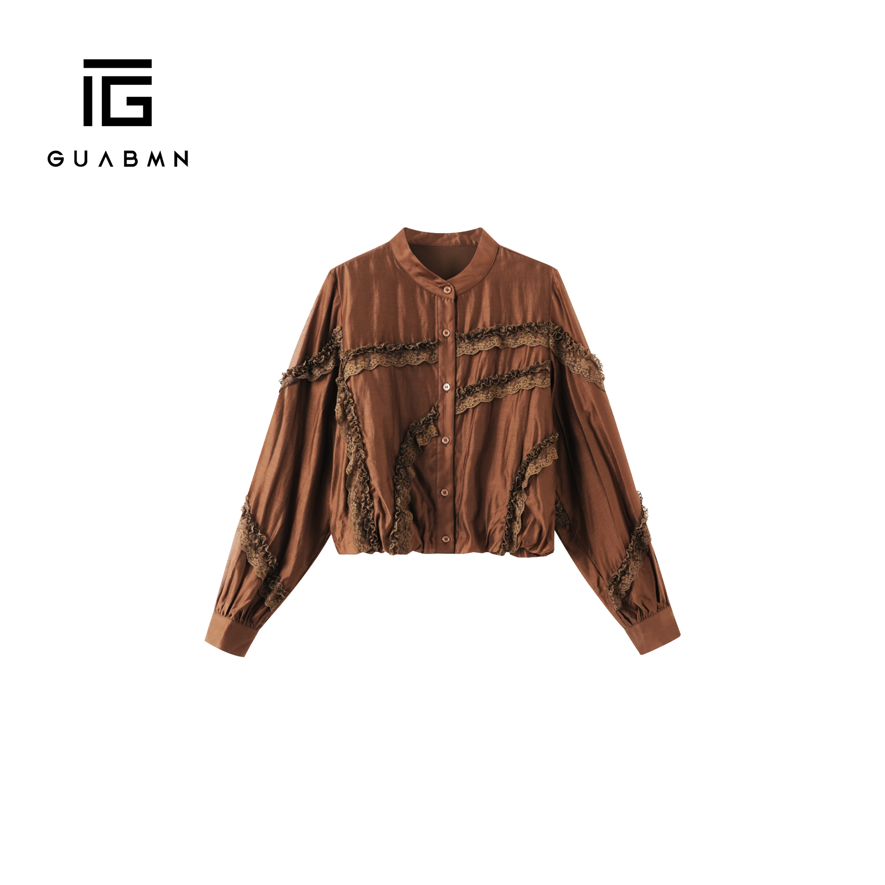 GUABMN2026春季新款蕾丝边拼接长袖减龄上衣宽松显瘦气质衬衫267