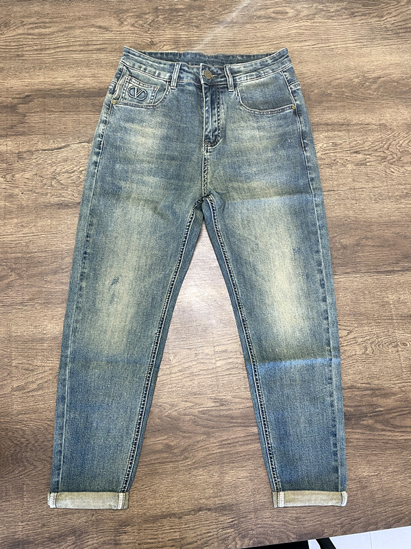 华伦复古春季薄款牛仔裤男士高端轻奢弹力修身小脚裤潮流百搭