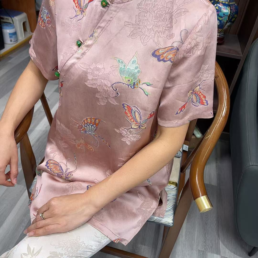 【依美之源】语碟复古中式立领半袖上衣