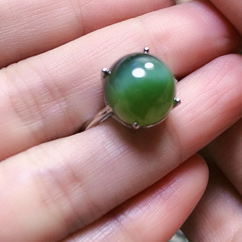和田玉戒指银S925镶嵌