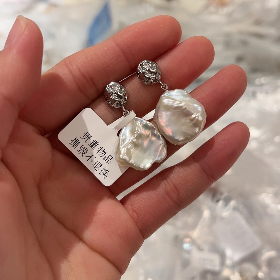 淡水珍珠耳饰合金