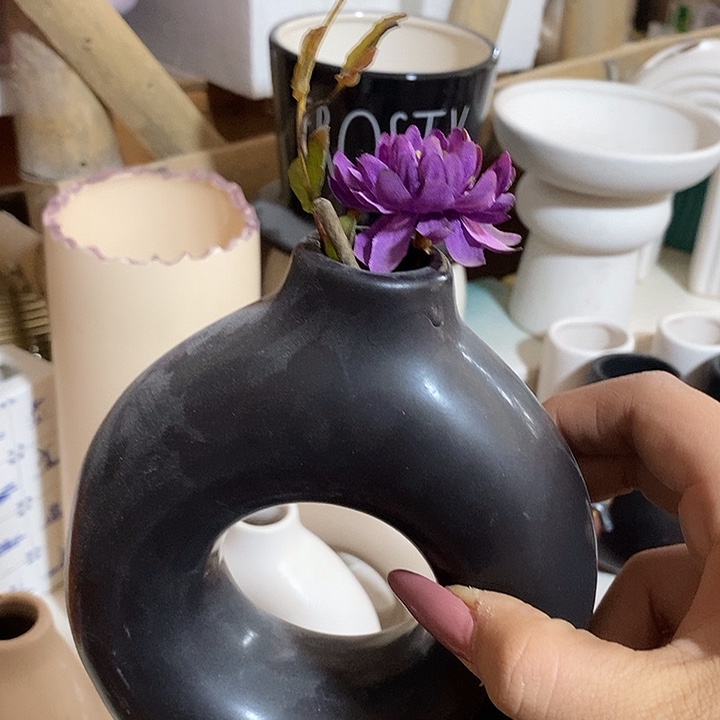 陶盆有孔 瑕疵针孔漏釉介意勿拍 口高