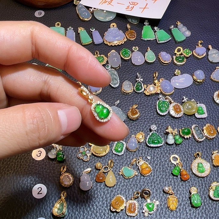 翡翠银S925镶嵌吊坠(不含链)天然翡翠