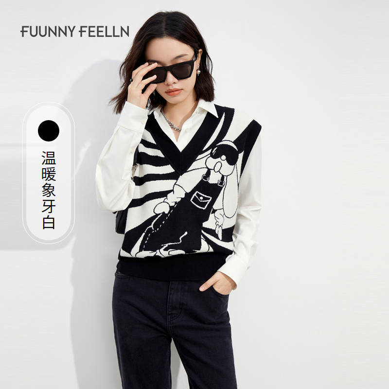 【粉丝专属】FF仿佛兔年系列马甲针织背心女外搭套头无袖FZ0075