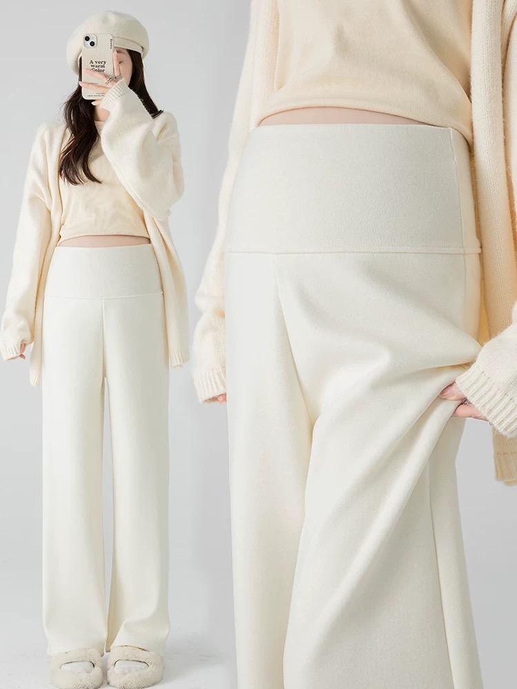 【耶耶】2025孕妇裤子春秋装外穿宽松垂感阔腿裤加绒加厚糯米裤冬季