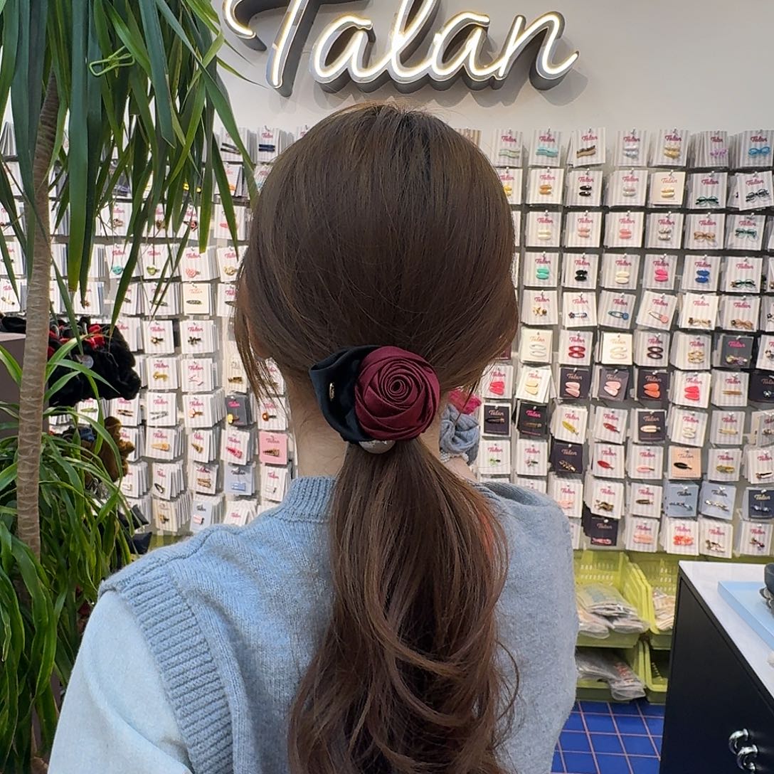 布艺非金属新款红色花花发绳