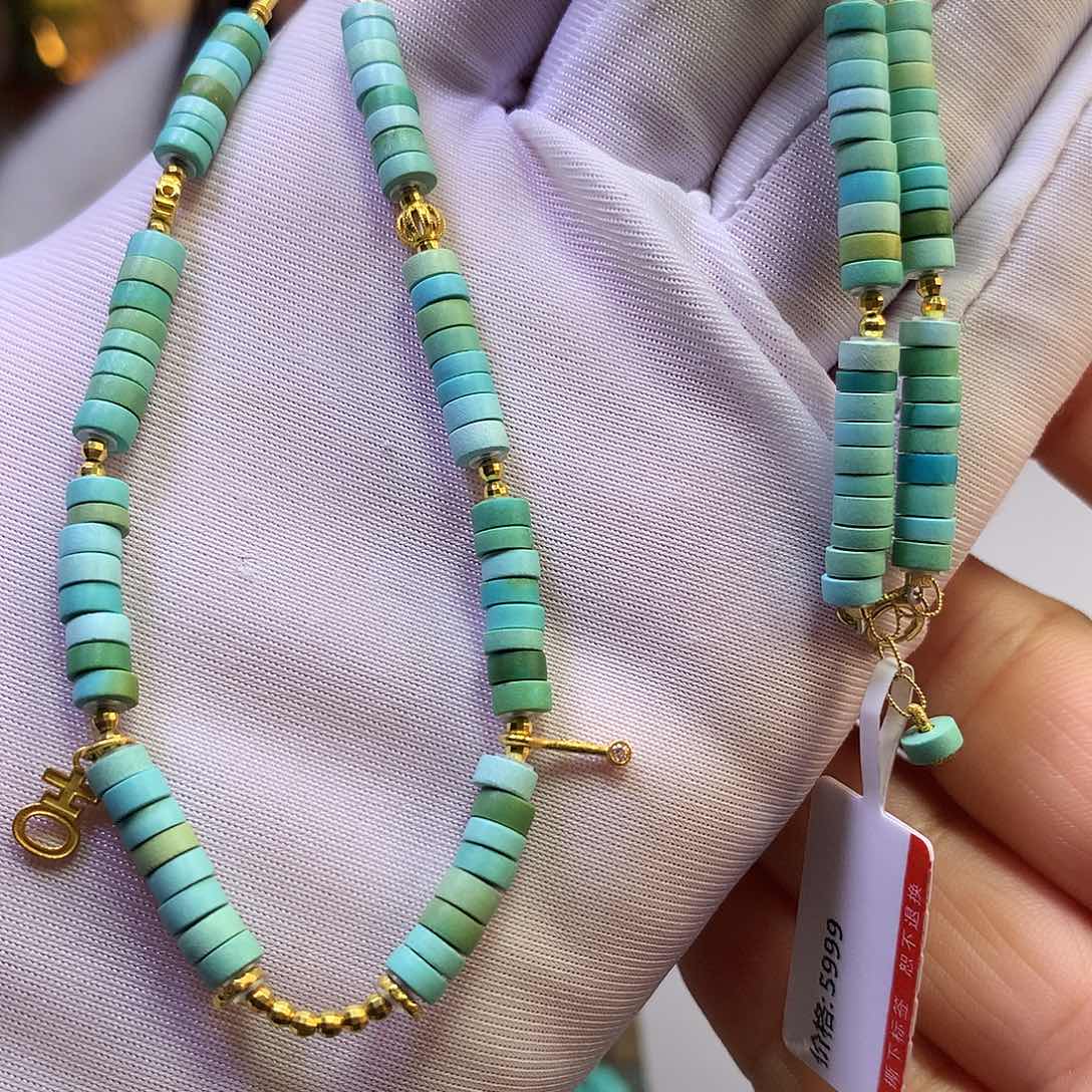 绿松石18K金镶嵌项链