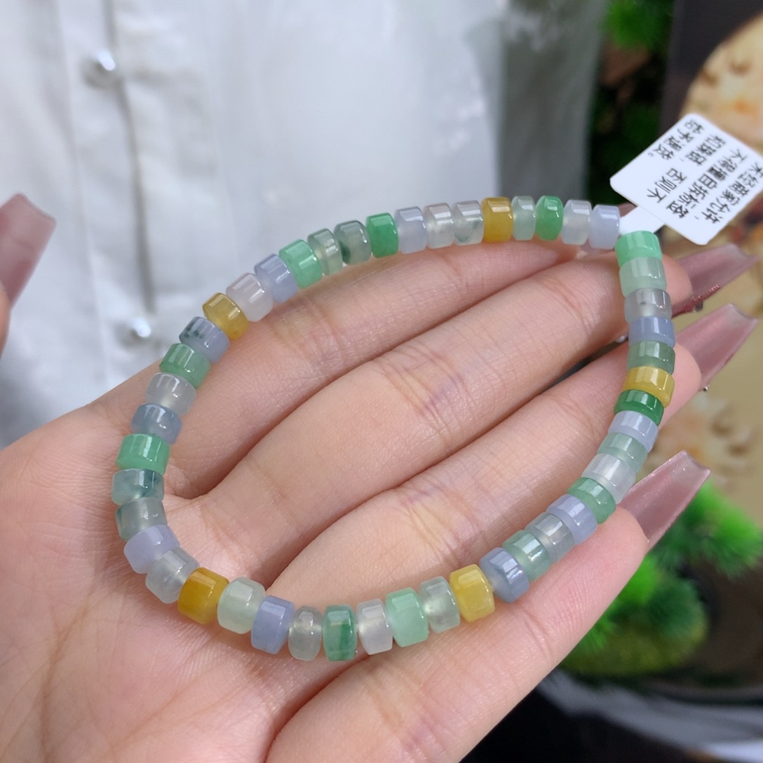 未镶嵌翡翠手链卡5.6冰胶多宝桶珠