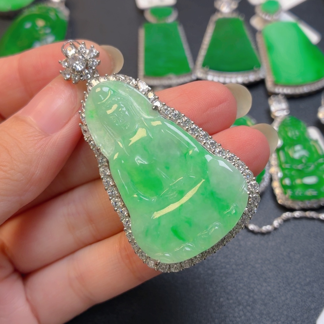 翡翠银S925镶嵌吊坠(不含链)