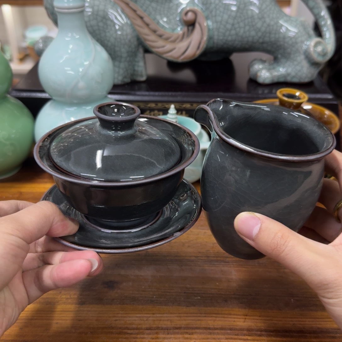 龙泉青瓷茶具微瑕7325