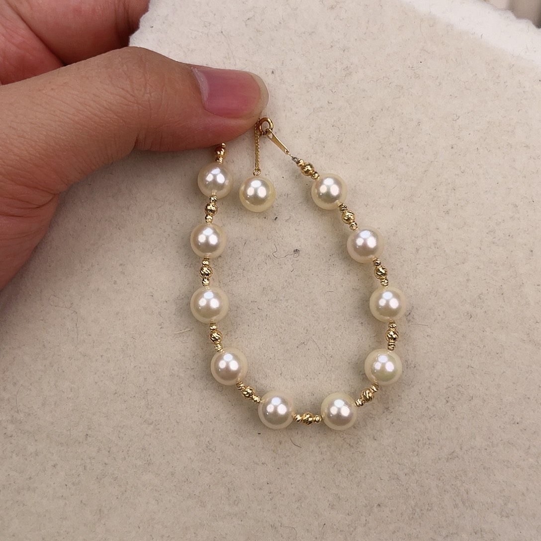 手绳海水珍珠18K金镶嵌
