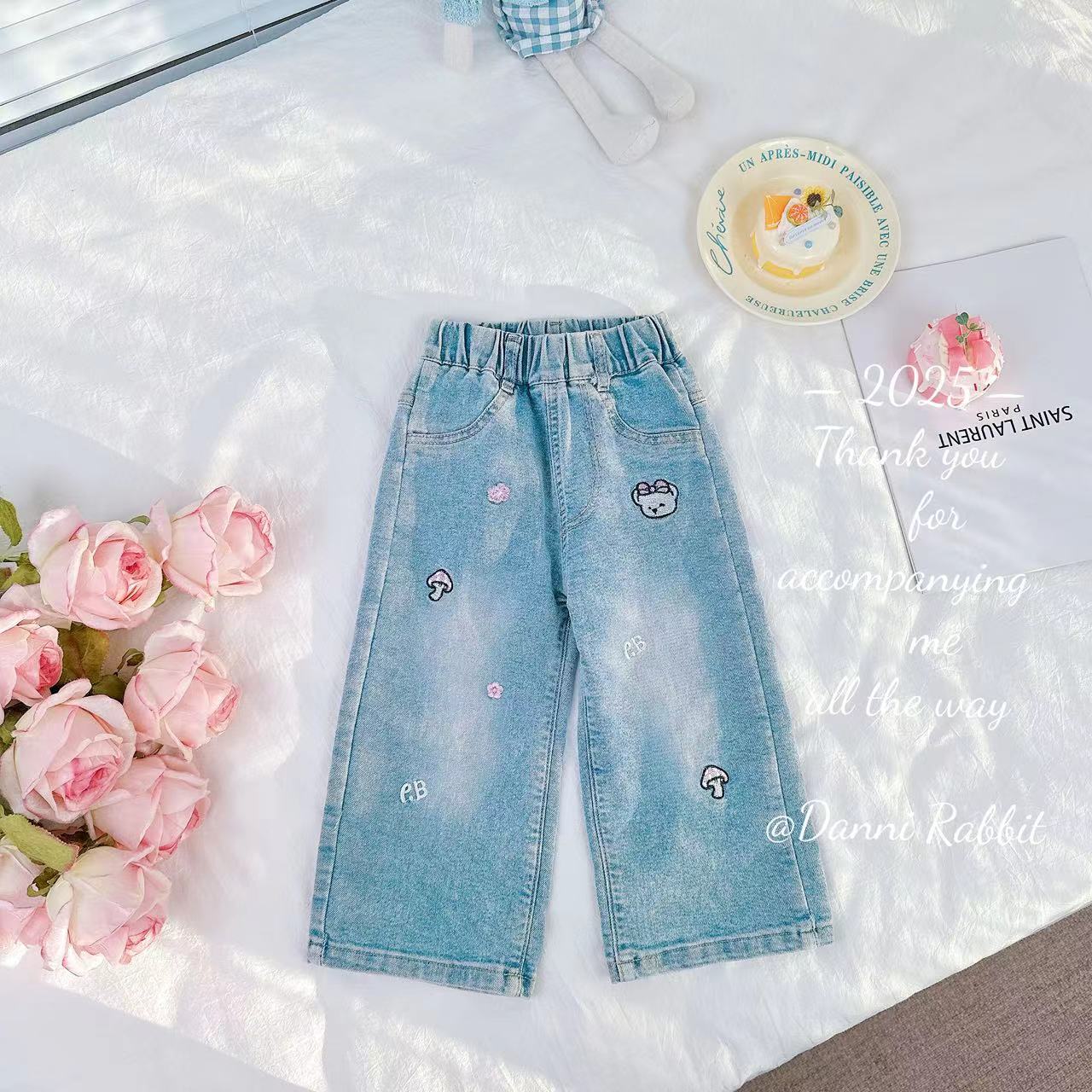 【Dannirabbit】可爱小熊刺绣牛仔裤 D-A75