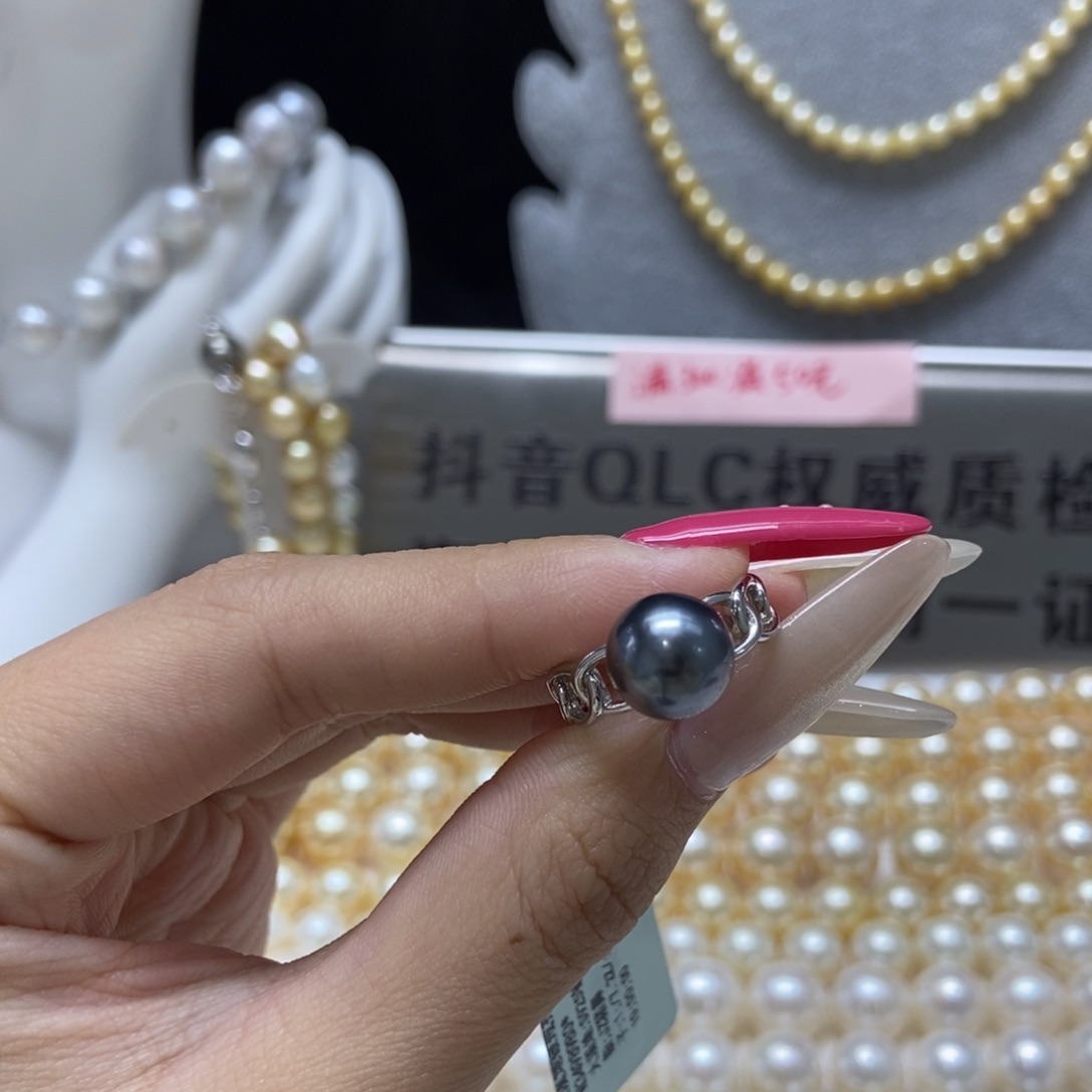 海水珍珠戒圈银S925镶嵌