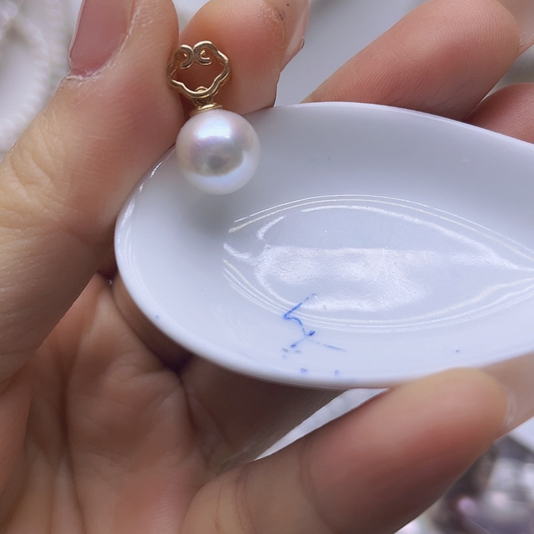 吊坠或者耳钉淡水珍珠银S925镶嵌