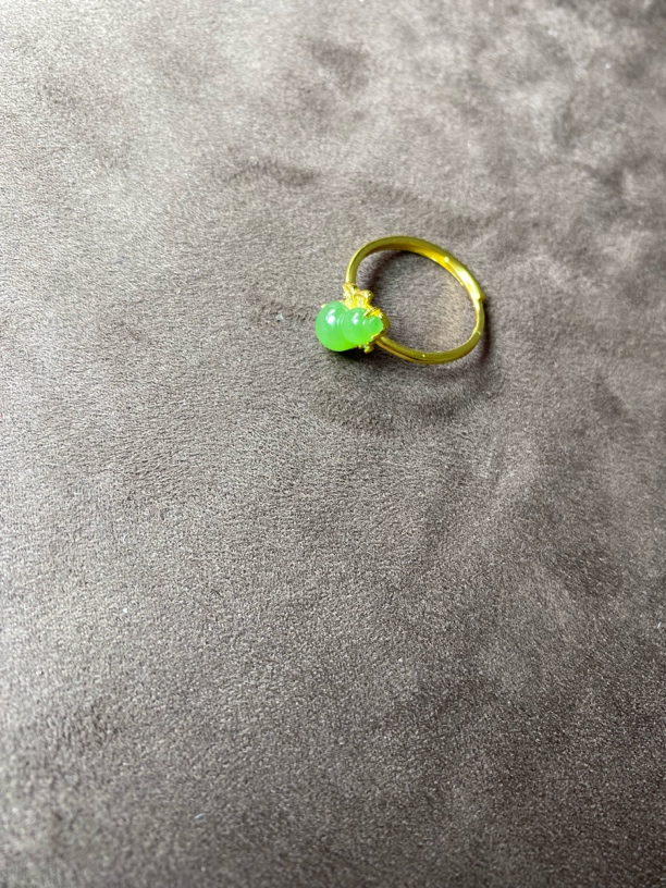 和田玉碧玉葫芦镶嵌戒指