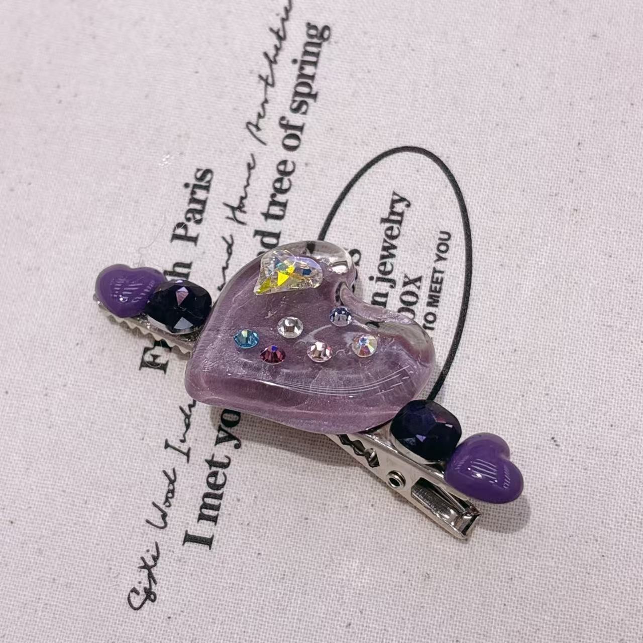 紫色爱心一字发夹