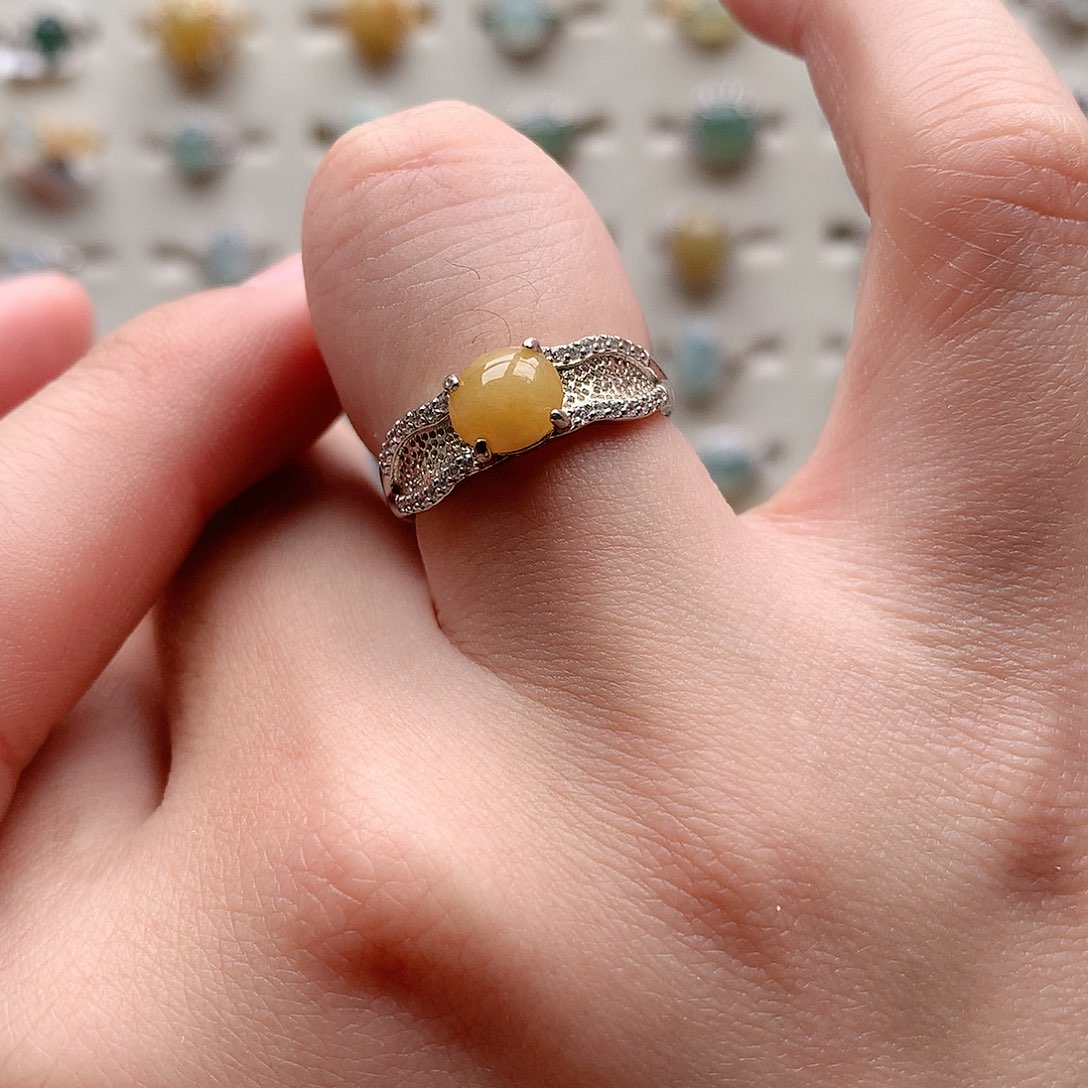 翡翠戒指银S925镶嵌0226