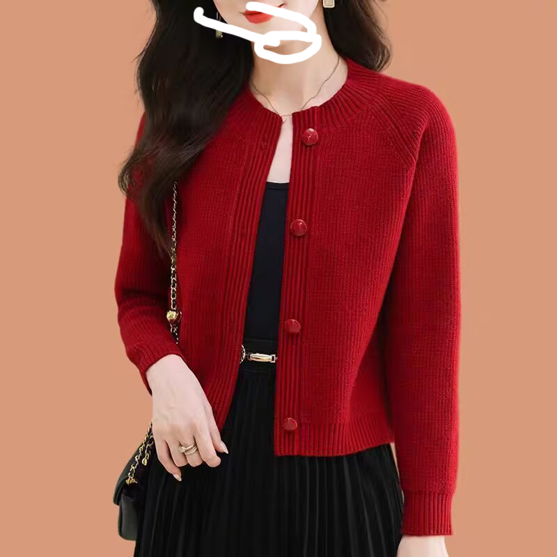 洋气针织衫短款外套女毛衣开衫针织春秋装新款高腰小款上衣配裙子