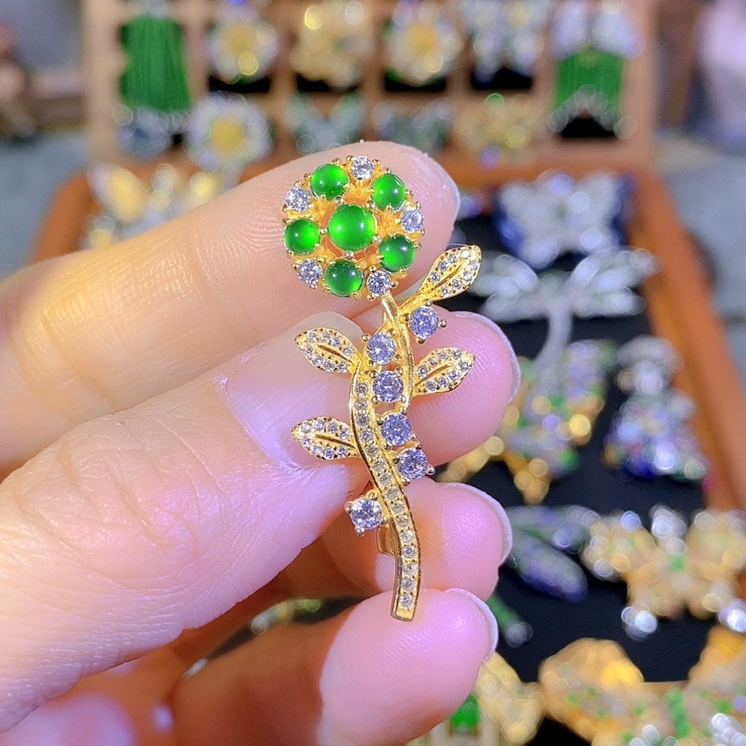 吊坠(不含链)银S925镶嵌翡翠