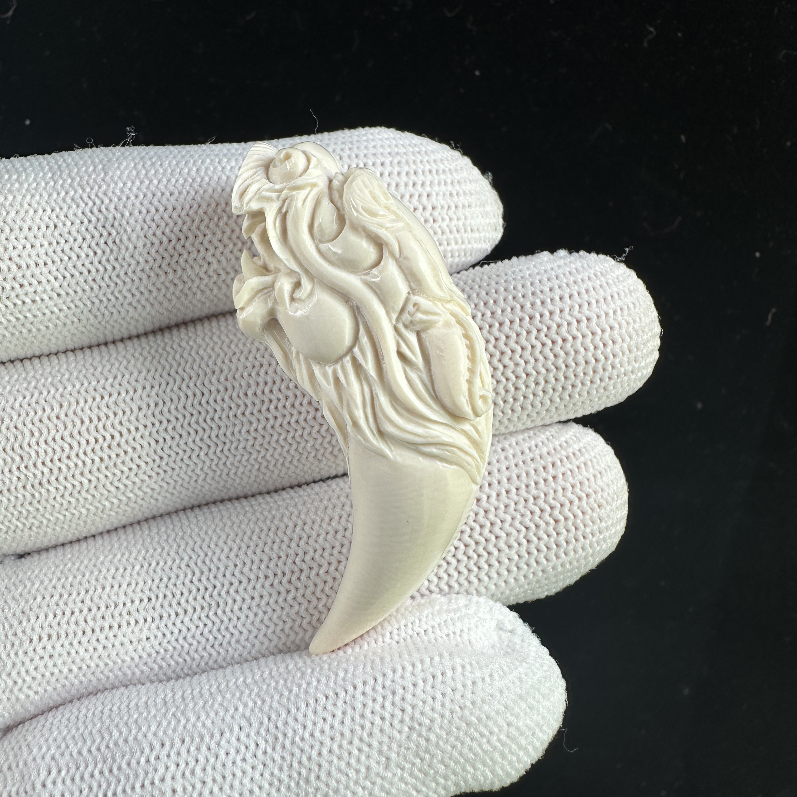 K5482天然猛犸牙雕刻龙 牙尖 14*48mm支持鉴定 假一罚四