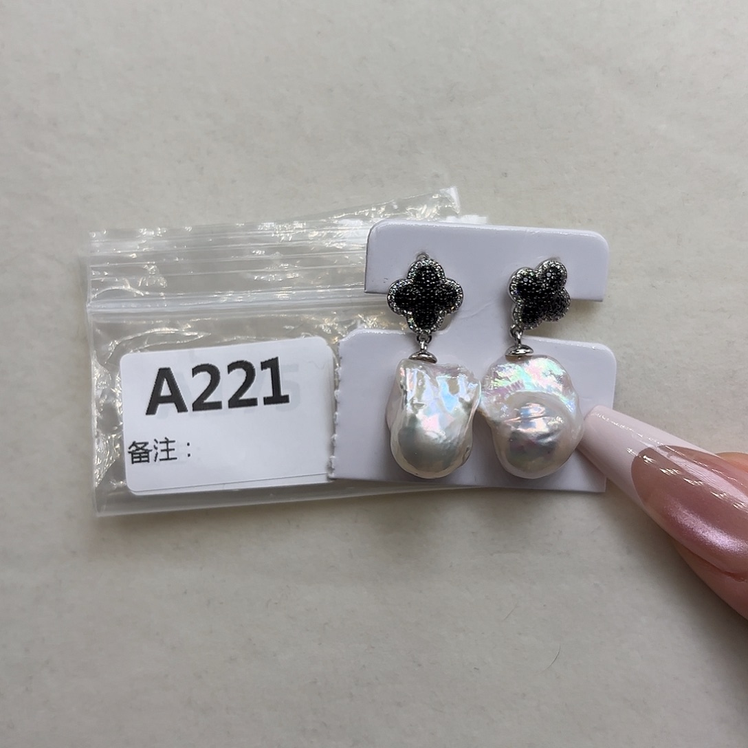 淡水珍珠耳饰银S925镶嵌