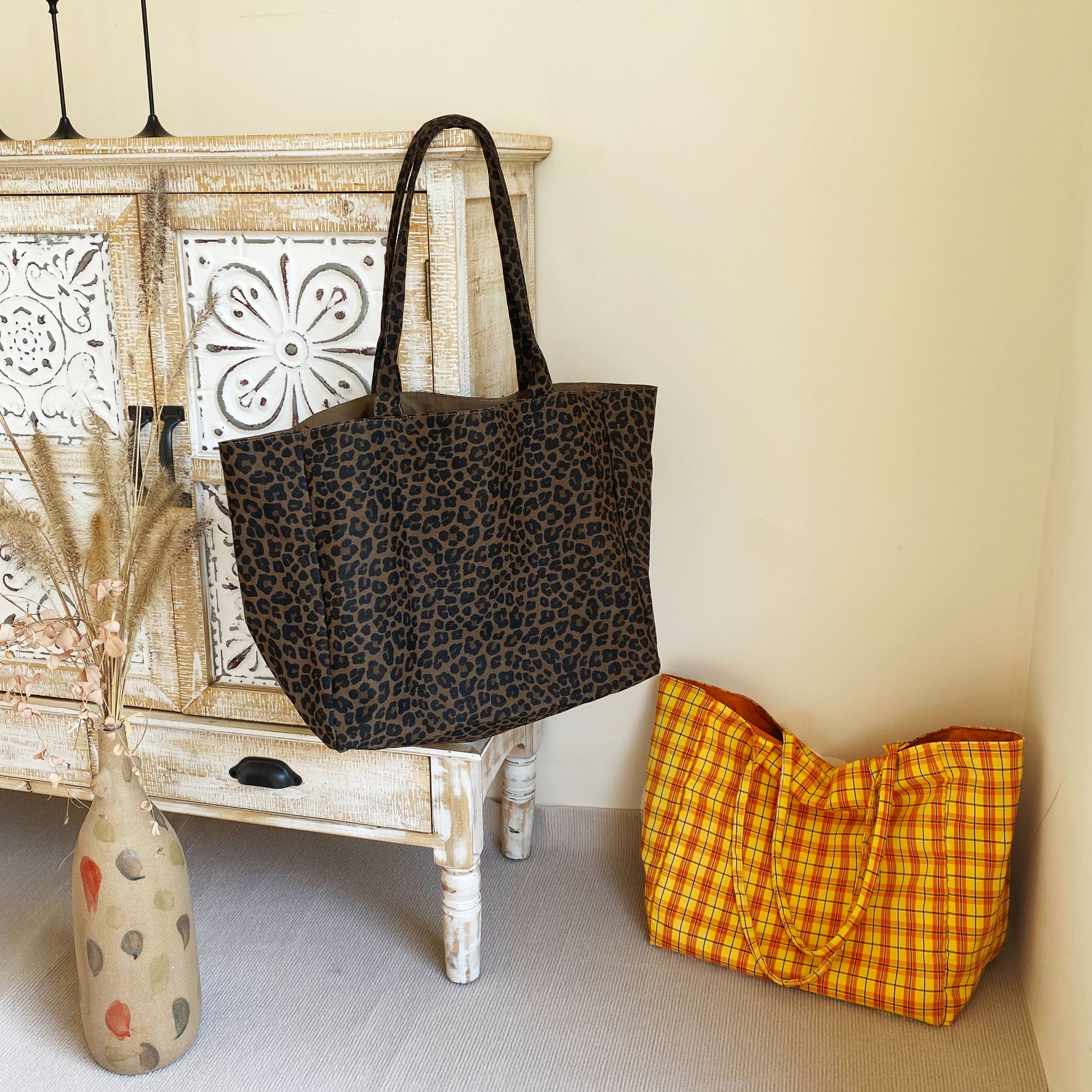 【漫威蒂尼】时尚慵懒风托特包超火豹纹新款帆布包大容量双面背包包