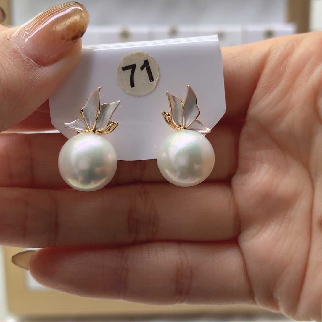 淡水珍珠耳饰银S925镶嵌