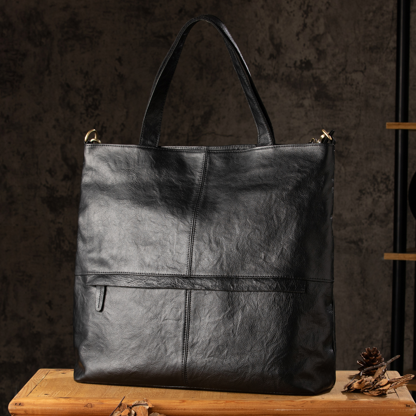 原创手工男士真皮手提包公文包头层牛皮大容量单肩斜挎包托特包女